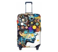Tamiger Intelligenza Artificiale Cervello Stampa Elastico Lavabile Bagaglio Protector Universale Valigia Copertura di Viaggio Copertura Dei Bagagli, Nero , L