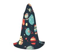 Tamiger Mantello con cappuccio con stampa di pianeti dello spazio esterno, per cosplay, carnevale, festival, eventi a tema, abbigliamento all'aperto