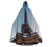 Tamiger Mantello con cappuccio con stampa Torre Eiffel di Parigi, per donne e uomini, per carnevale, rinascimentale, cosplay, accessorio per costume
