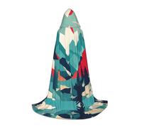 Tamiger Mantello da viaggio con cappuccio con stampa di paesaggi di montagna mantello costume per carnevale festival eventi a tema abbigliamento all'aperto