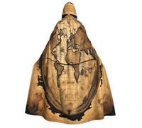 Tamiger Mappa antica stampa globo del mondo donne uomini 190 centimetri con cappuccio mantello di Carnevale Cosplay Mantello Costume eventi a tema Festival