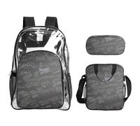 Tamiger Matematica Simboli Stampa Modello 3 Pezzi Trasparente Zaino Set Per Viaggi All'aperto Avventure Vacanze Borsa Trasparente
