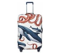 Tamiger Ocean Whale Fish Octopus Print Stretch Universale Valigie Copertura Bagagli Elastico Viaggio Accessori Storage, Nero , L, Bagaglio a mano