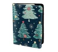 Tamiger Portafoglio da viaggio per passaporto, con stampa di stelle e albero di Natale, 14 cm, unisex, regalo per vacanze e viaggi di lavoro, Nero , taglia unica