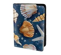 Tamiger Portafoglio porta documenti da viaggio con stelle marine e conchiglie, 14 cm, unisex, regalo per vacanze e viaggi di lavoro, Nero , taglia unica