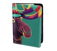 Tamiger Portafoglio portadocumenti da viaggio con stampa alce da 14 cm, unisex, regalo per vacanze e viaggi di lavoro, Nero , taglia unica