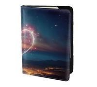 Tamiger Shooting Star Heart Print 14 cm passaporto viaggio documento portafoglio unisex regalo per vacanze viaggi di lavoro, Nero , taglia unica