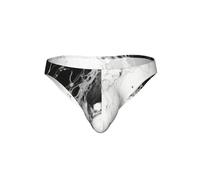 Tamiger Slip bikini con stampa marmo bianco nero per uomo biancheria intima elastica traspirante morbido setoso costumi da bagno ad asciugatura rapida, Nero , L