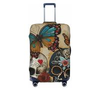 Tamiger Sugar Skulls - Copertura elastica universale per valigia, con stampa di farfalle, Nero , L, Bagaglio a mano