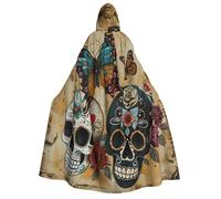 Tamiger Sugar Skulls - Mantello con cappuccio per adulti, motivo: teschi e farfalle, accessorio per cosplay, feste, carnevale, feste in maschera