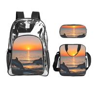 Tamiger Sunset zaino trasparente con stampa delfini 3 pezzi per viaggi avventure all'aria aperta vacanza borsa trasparente