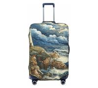 Tamiger The Seaside Lighthouse - Copertura elastica universale per valigia, con stampa di faro, Nero , L, Bagaglio a mano