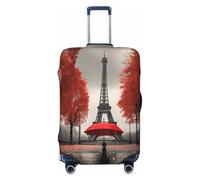 Tamiger Torre Eiffel con ombrello rosso stampa elastico lavabile protezione bagagli universale copertura valigia viaggio, Nero , L