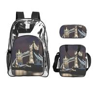 Tamiger Tower Bridge In London Print 3 pezzi trasparente zaino set per viaggi avventure all'aria aperta vacanza borsa trasparente