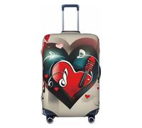 Tamiger Treble Love and Music Print Elastic Lavabile Baggage Protector Universale Valigia Copertura Bagagli Da Viaggio, Nero , S