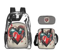 Tamiger Treble Love And Music Print Set di 3 pezzi trasparente zaino per viaggi avventure all'aria aperta vacanza borsa trasparente