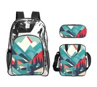Tamiger Viaggi Montagna Scenario Stampa 3 Pezzi Trasparente Zaino Set Per Viaggi All'aperto Avventure Vacanze Borsa Trasparente