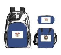 Tamiger West Virginia State Flag Print 3 pezzi trasparente zaino set per viaggi avventure all'aria aperta vacanza borsa trasparente