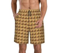 Tamiger Wild Deer Print Summer - Pantaloncini da spiaggia da uomo, leggeri, elasticizzati, per vacanze all'aperto e viaggi, Bianco, L corto