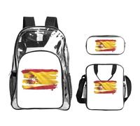 Tamiger Zaino trasparente con stampa bandiera spagnola, 3 pezzi, per viaggi, avventure all'aria aperta, vacanze, borsa trasparente