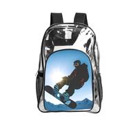 Tamiger Zaino trasparente con stampa di immagini di snowboard, per escursionismo, palestra, campus, pendolarismo, uso quotidiano
