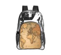 Tamiger Zaino trasparente con stampa mappa del mondo, borsa trasparente per escursionismo, palestra, campus, pendolarismo, uso quotidiano