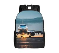 Tamiger Zaino unisex con stampa di aeroplano nella sera, per ufficio, viaggi, escursioni, pendolari quotidiani e avventure all'aria aperta