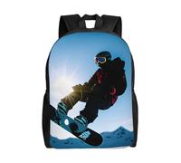 Tamiger Zaino unisex con stampa di immagini di snowboard, per ufficio, viaggi, escursioni, pendolari quotidiani