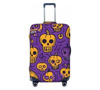 Tamiger Zucca Scheletro Osso Stampa Elastico Lavabile Baggage Protector Universale Valigia Copertura Bagagli Da Viaggio, Nero , M