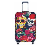 Tamiger Zucchero e teschi e fiori stampa universale viaggio valigia copertura protettiva elastica leggera riutilizzabile, bianco, XL, Organizer per borse