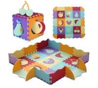 Tamiplay Tappetino da gioco in schiuma per bambini, 25 pezzi, quadrato, ad incastro, puzzle con recinzione (FRUIT-CSH008