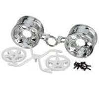 TAMIYA 300050673 - Cerchioni a 5 Raggi, Accessori per modellismo, 30 mm, 2 Pezzi, Colore: Cromo/Bianco