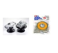 Tamiya 300074522 Base di supporto per verniciatura & 300087030 Nastro di copertura con dispenser, 6 mm x 18 m