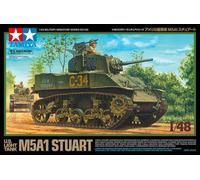 TAMIYA 32606 1:48 US M5A1 Stuart Light Tank (1) - Kit di montaggio in plastica, kit da assemblare, riproduzione dettagliata, medio, verde