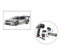 Tamiya 390047493 TT-02 1:10 RC M-B CLK AMG Silber Start RTR SET Argento (opaco