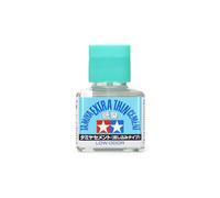 Tamiya Extra Thin Cement, Colla Extra Fluida a Basso Odore per Modellismo, 40ml, con Pennello Integrato, per Stirene e ABS