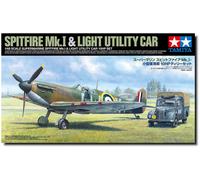Tamiya - Modello Aereo Supermarine Spitfire MK.i & Light Utility Car 10hp Tilly