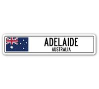 TammieLove Adelaide, Australia - Cartello Stradale in Alluminio con Bandiera Australiana, da Parete, per Interni ed Esterni, 40,6 x 10,2 cm