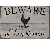 TammieLove Beware of Tiny Raptors Sign Yard Signs, Targhe per prato esterno per cortile Targa in metallo retrò vintage latta poster decorazione da parete 20,3 x 30,5 cm