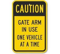 TammieLove Cartello di avvertimento in latta con scritta "Caution Gate Arm in Use One Vehicle at A Time", 20,3 x 30,5 cm