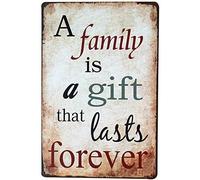 TammieLove Cartello di avvertimento vintage A Family Is A Gift That Lasts Forever, divertente decorazione per la casa, 20,3 x 30,5 cm, TinSignEUa54704
