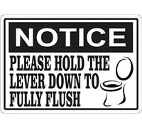 TammieLove Cartello in latta con avviso in lingua inglese "Please Hold The Lever Down to Fully Flush Warning 20,3 x 30,5 cm
