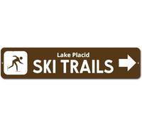 TammieLove Cartello stradale con freccia e scritta "Ski Trails" (lingua italiana non garantita), in metallo, 10,2 x 40,6 cm