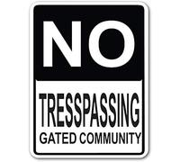 TammieLove Cartello stradale con scritta in inglese "No Trespassing Gated Community Street Sign Warning 20,3 x 30,5 cm, TinSignEUa32105