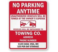 TammieLove Cartello stradale con scritta "Restricted Parking, Unauthorized Vehicles Will Be Towed at The Owner'S Expense", in alluminio, per decorazione da parete, 20,3 x 30,5 cm