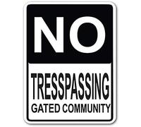 TammieLove Cartello stradale in metallo con scritta "No Trespassing Gated Community", 20,3 x 30,5 cm, Tinsigneua19403