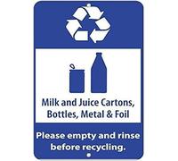 TammieLove Cartons Bottles Metal & Foil Empty Rinse Before Recycling Warning Tin Sign 20,3 x 30,5 cm