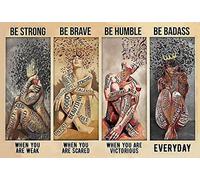 TammieLove Music and Wine Poster Be Strong Be Brave Be Humble Be Badass Everyday Poster Music Lovers Wine Poster Vintage Music Girl Carino Cartello Metallo Metallo Metallo Decorazione da Parete Poster
