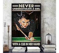 TammieLove Poster in metallo con scritta "Cool Girl Play Bida Never Underestimate A Girl with A Cue in Her Hand", 20,3 x 30,5 cm