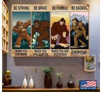 TammieLove Poster vintage Bigfoot in The Forest Be Strong When You are Weak Be Brave When You are Scared, decorazione da parete per garage, in metallo, 20 x 30 cm